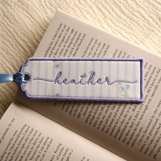 Custom Name Embroidered Bookmark with Ribbon