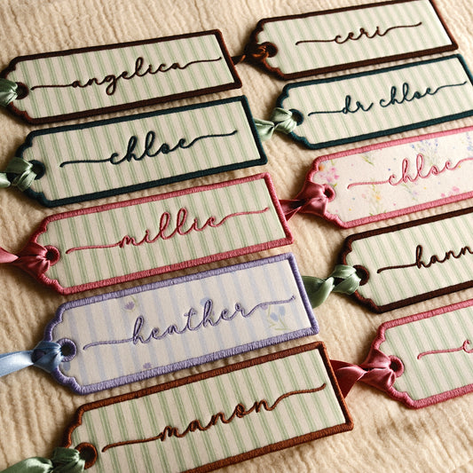 Custom Name Embroidered Bookmark with Ribbon