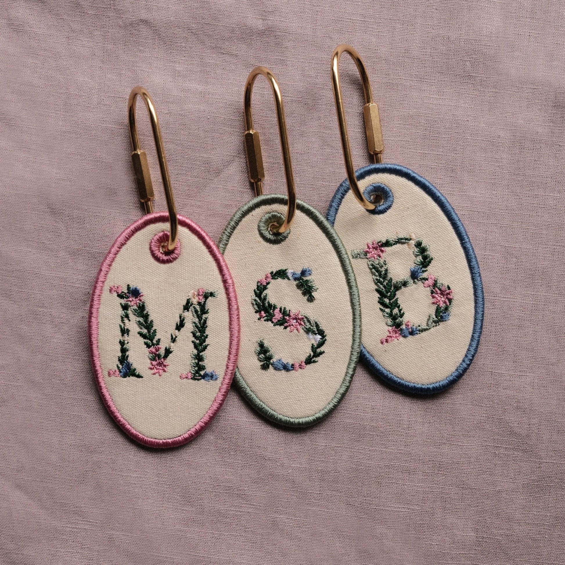 Personalised Embroidered Floral Initial Bag Tag - Primrose Lane