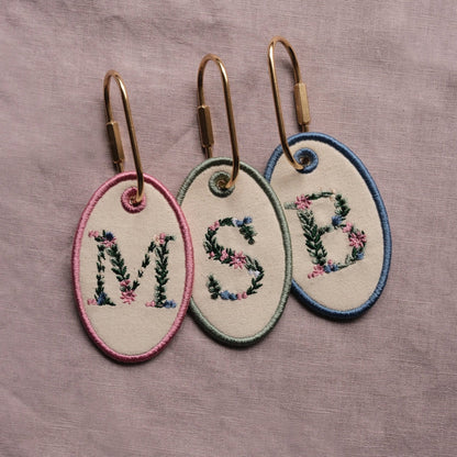Personalised Embroidered Floral Initial Bag Tag - Primrose Lane