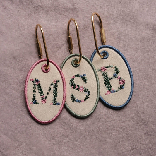 Personalised Embroidered Floral Initial Bag Tag - Primrose Lane