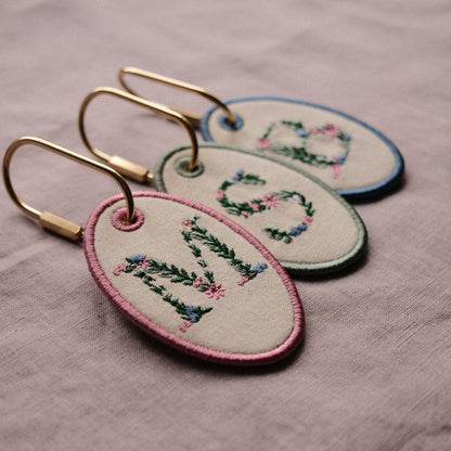 Personalised Embroidered Floral Initial Bag Tag - Primrose Lane