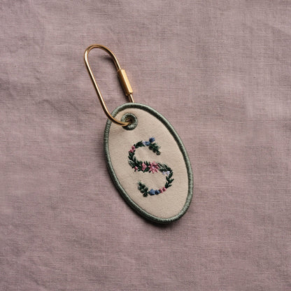 Personalised Embroidered Floral Initial Bag Tag - Primrose Lane