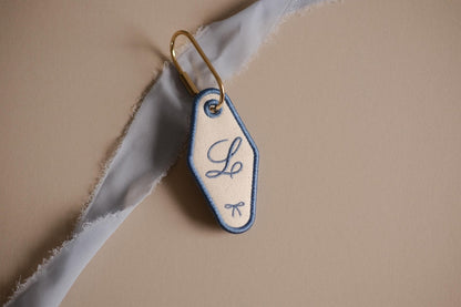 Embroidered Initial Vintage Hotel Keyring - Primrose Lane