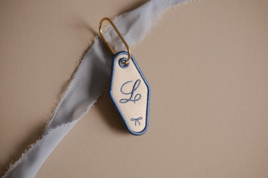 Embroidered Initial Vintage Hotel Keyring - Primrose Lane