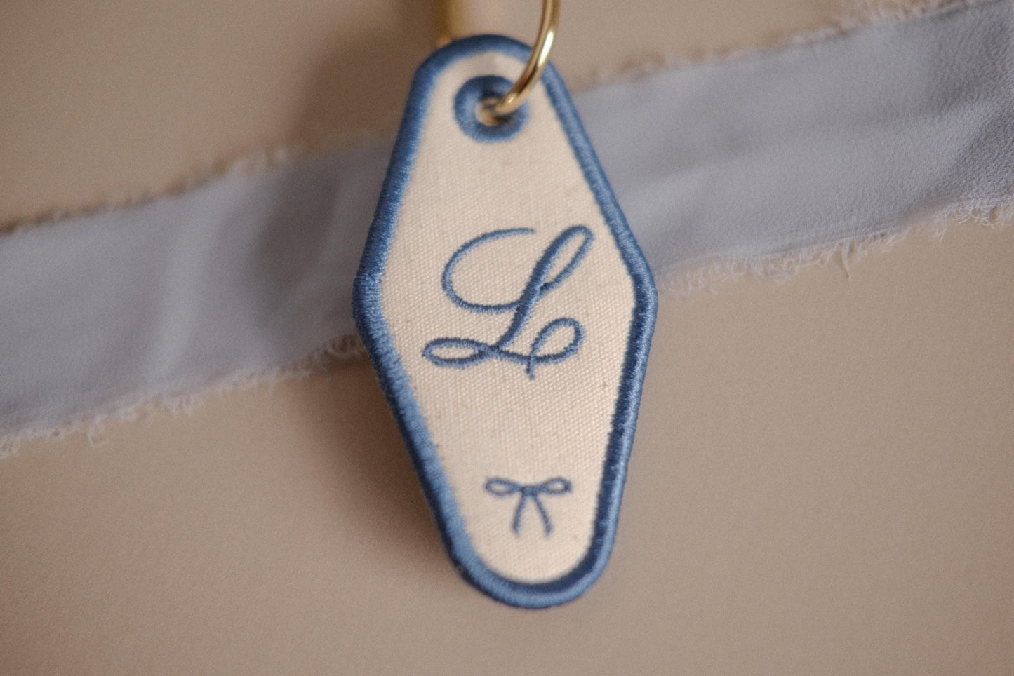 Embroidered Initial Vintage Hotel Keyring - Primrose Lane